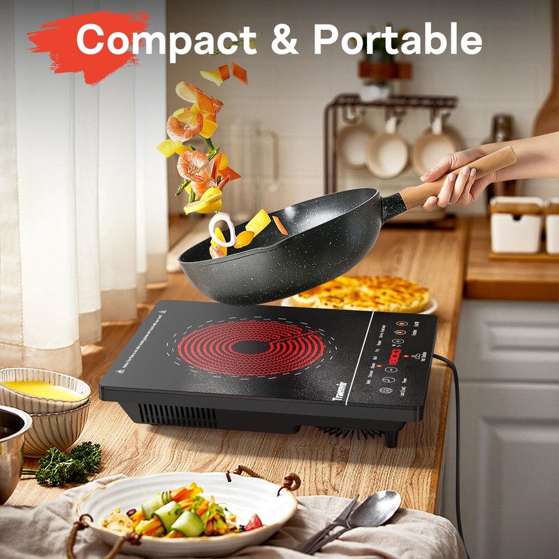 Traenvir Single Burner Electric Cooktop, Portable Electric Stove One Burner,