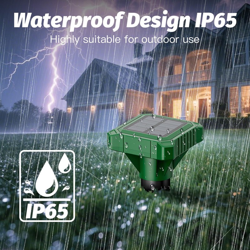 Solar Powered Mole Repeller Outdoor Vole Deterrent Gopher Repellent with