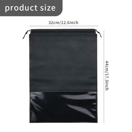 15Pcs Black Shoe Storage Bags Non-Woven Dust-Proof Bags 44x32cm/17.32×12.60inch Large Capacity Portable Drawstring Shoe Bags with Transparent Slot Suitable for Travel Home Shoe Storage
