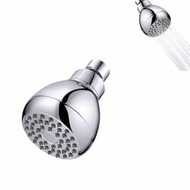 High Pressure Shower Head, 3-Inch Chrome Plated, 360° Rotating with Self-Cleaning Silicone Nozzles, Adjustable Brass Ball Joint, Modern Wall-Mount