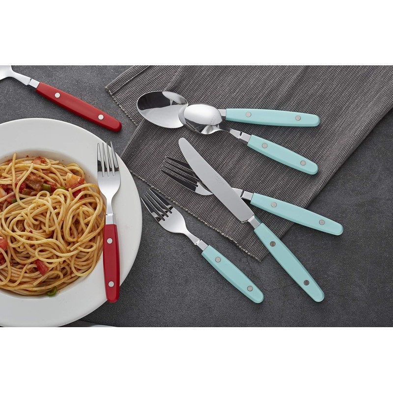 ANNOVA Silverware Set Stainless Steel Cutlery Color Handle With Rivet/Retro