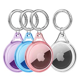 Frylaa Waterproof Airtag Holder Case, Airtag Dog Collar Holder Case,Airtag Keychain Accessories,Soft TPU Full Protecive Anti-Scratch Air tag Case GPS Tracker for Luggage,Keys,Cat&Dog Collar-4 Color