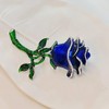 DREAMLANDSALES Vintage Royal Blue Enamel Rose Brooch Pin Winter Holiday