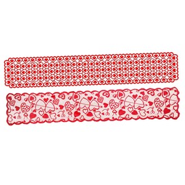 Mikinona 2pcs Elegant Valentine's Day Table Cover Heart Pattern Tablecloth for Dinner Parties Restaurant Decor Premium Quality Soft