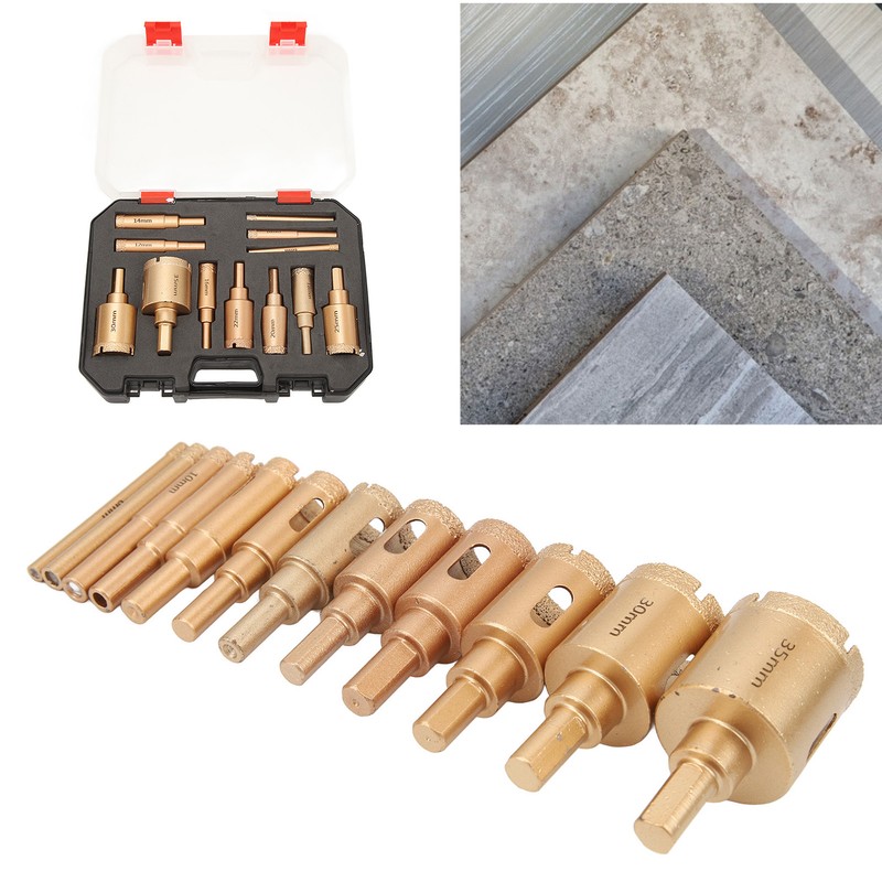 12Pcs Brazed Hole Drill Bit Hole Saw Dry Wet Cut