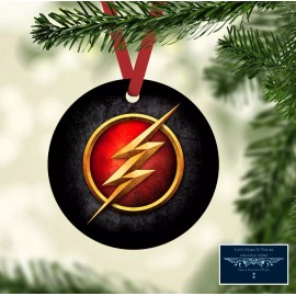 Unbranded THE FLASH LOGO INSPIRED ART CUSTOM METAL ORNAMENT GIFT TAG 3.5" ROUND