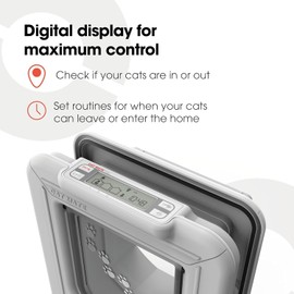 Cat Mate Elite I.D. Disc Cat Door with Timer Control, LCD Display, 4-Way Locking Options, Durable Polymer Construction -White