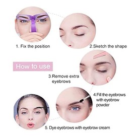 8Pcs Purple Washable Eyebrow Stencils with 8 Styles Reusable Eyebrow Stencil, Eyebrow Template, Eyebrow Shaping Kit with Handle and Strap for Women's Beauty and Personal Care