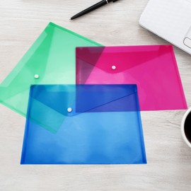 Plastic Wallets A5 Folders 8Pcs Assorted Colours Document Folders with Button