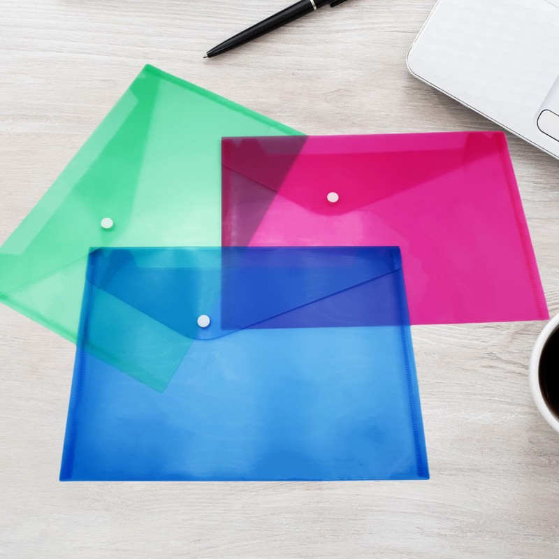 Plastic Wallets A5 Folders 8Pcs Assorted Colours Document Folders with