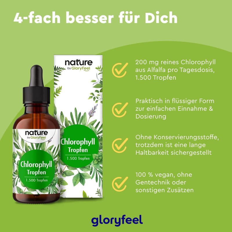 Chlorophyll Drops - 50 ml Liquid from Pure Alfalfa -