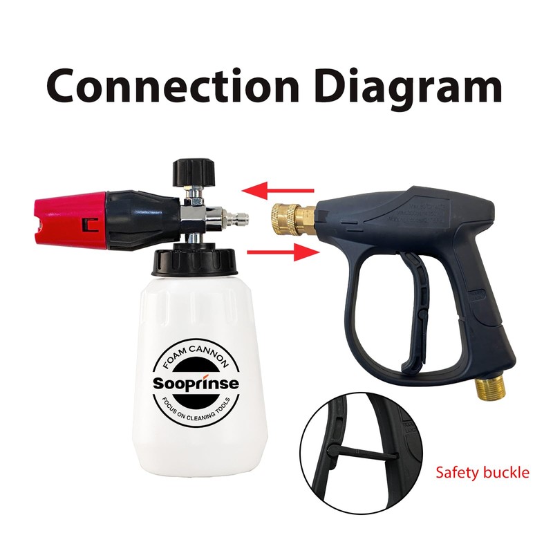 Sooprinse Foam Cannon Kit with Pressure Washer Short Gun, 1