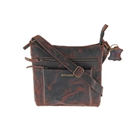 Artizanni Premium Leather Crossbody Messenger Bag, Multiple Pockets, Adjustable Straps, Shoulder Bag for Men and Women (Crazy Horse Brown)
