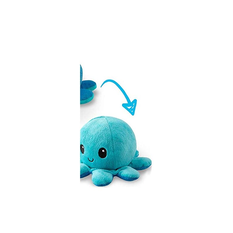 TeeTurtle Reversible Octopus Plushie 4-Inch Angry Light + Dark Blue