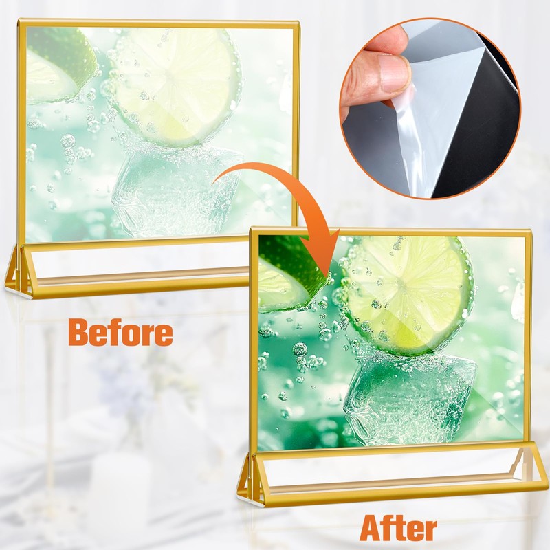 Gabotrie 8 Pack Acrylic Sign Holders with Golden Border, Double