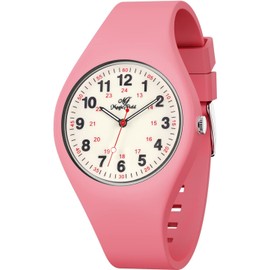 SIBOSUN Nurse Watch for Men Women Silicone Analog Quartz Jelly Watch with Second Hand Luminous Watch for Women Wrist Watch Simple Casual Watch Easy to Read Waterproof Watches Rose Red