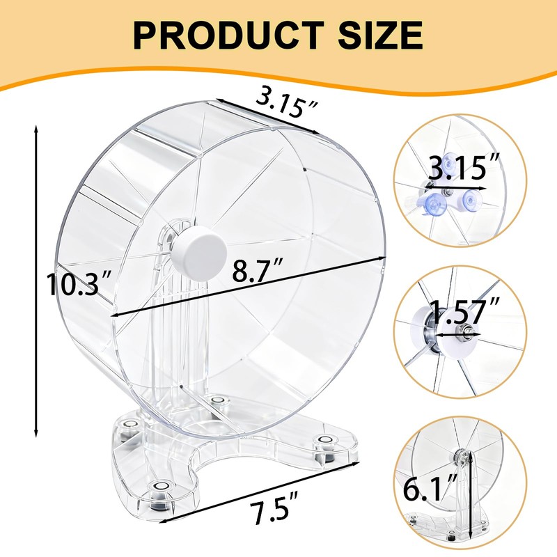 Hamster Wheel, 8.7" Super-Silent Exercise Wheels, Dual-Bearings Quiet Spinner Running