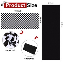 Tallew 6 Pcs Checkered Car Party Supplies Disposable Tablecloth Plastic Table Cover Black and White Checkered Race Table Runner for Racing Birthday Party Decor Favor Supplies (Black)
