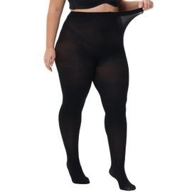 HeyUU Plus Size Tights for Women High Waist Stockings Semi Opaque Women’s Panyhose with Super Comfort and Elasticity Black-4XL