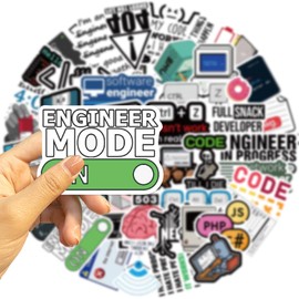 50 Packs Programmer Stickers Water Bottles Laptop Phone Motorcycle Computer Guitar Skateboard Hydroflasks Programming Vinyl Sticker Waterproof Aesthetic Trendy Decals for Teens Girls Adults