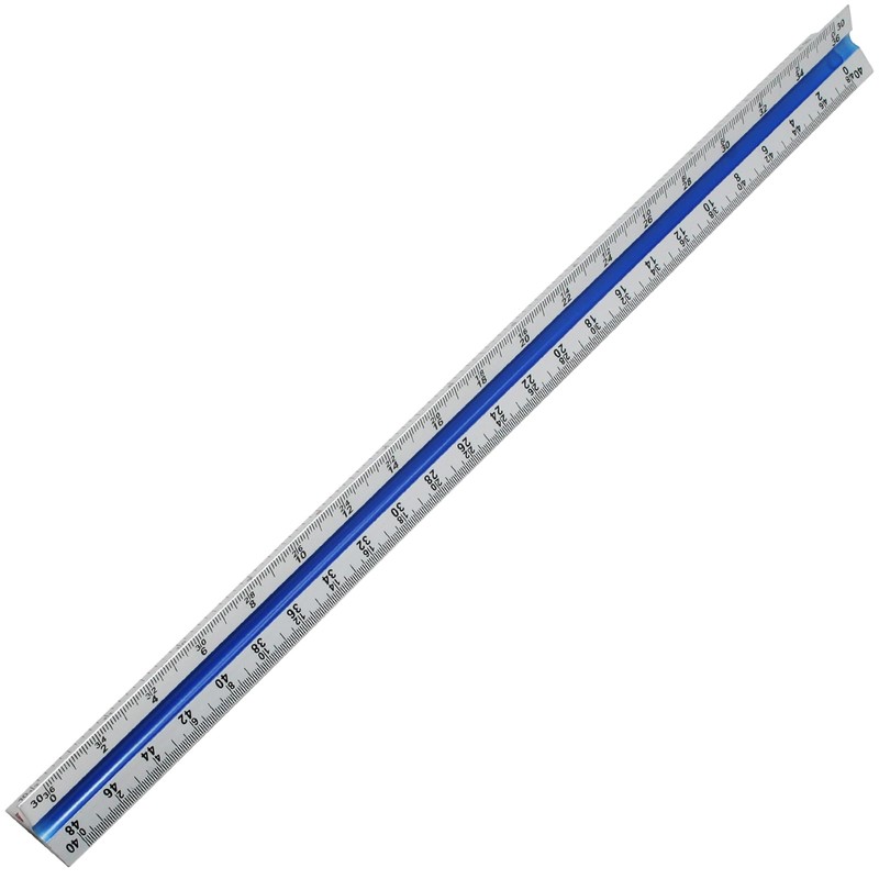 Kyuionty Engineer Scale Ruler 12 Inch, Aluminum Laser-Etched Triangular Drafting