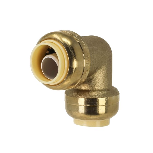PROCURU 1-Pack 1-Inch PushFit 90-Degree Elbow, Push-to-Connect Brass Plumbing Fitting