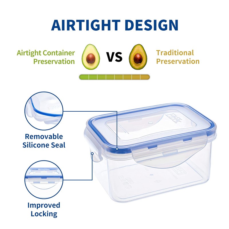 KIGI 6 Pack 6OZ 17OZ Mixed Size Airtight Plastic Food