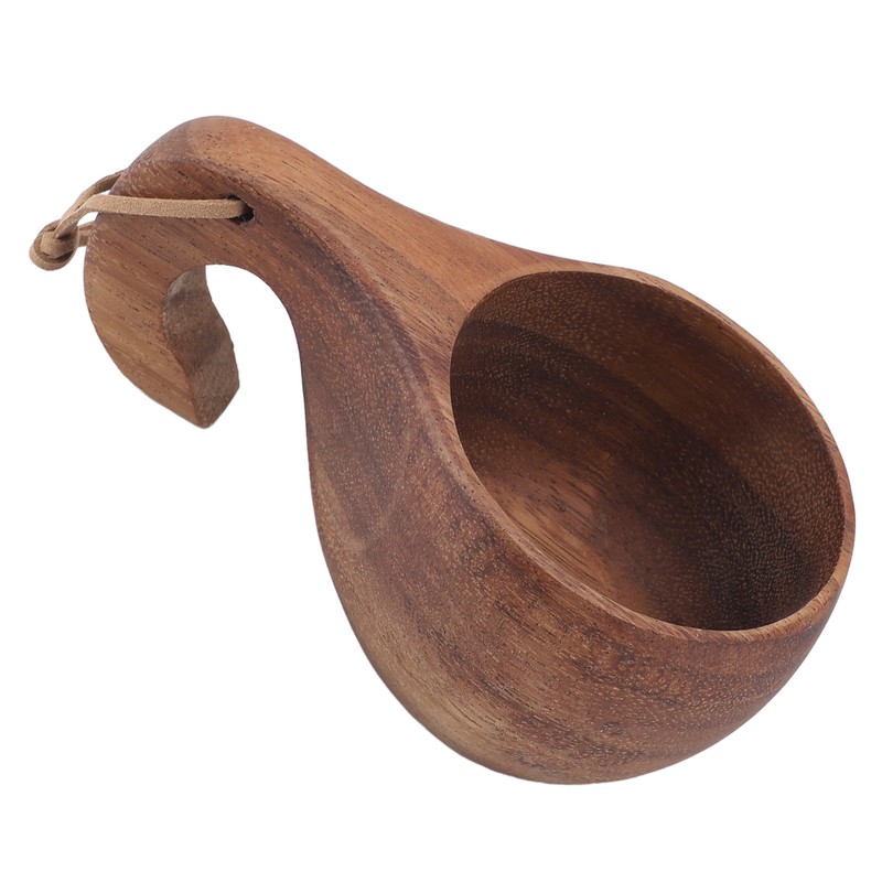 Wooden Coffee Cup with Handle Comfortable Grip Rustic Decorative Milk