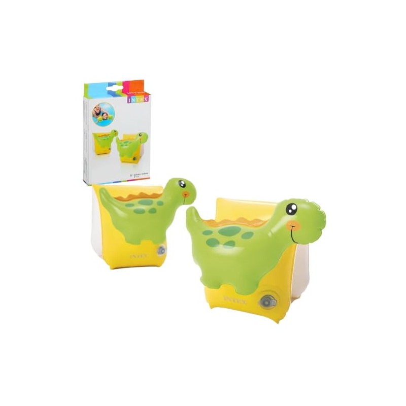 INTEX Floaty 56664 Dinosaur Inflatable Arm Band (Yellow x Green/FF/Jr)