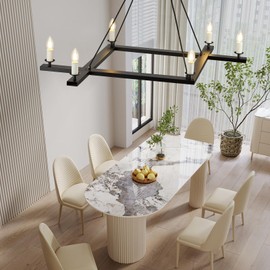 SJIGUANGZ Chandeliers for Dining Room - Modern Metal 6-Light Kitchen Light Fixtures, Farmhouse Candle Hanging Pendant Light for Living Room Entryway Foyer Bedroom Industrial Chandelier (White)