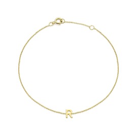 Carissima Gold Women's 9ct Yellow Gold 3.5mm x 5mm "R" Initial Adjustable Bracelet 15cm/6"-18.5cm/7.25"