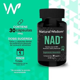 Nad+ Resveratrol Coq10 B3 Arándano | 30 y 120 caps | Apoyo al Bienestar Celular y Rutina Diaria | Apoyo Antioxidante | Apoyo al bienestar cognitivo (1