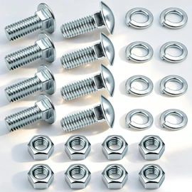 8 Pack 7/16-14x1-1/4 Round Head Carriage Bolts Chrome Plated Bumper Mounting Hardware Kit Compatible with Ford Trucks & Cars