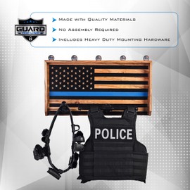 Guard The Line Police Gear Rack - Law Enforcement and Military Wall Rack Organizer - Duty Vest, Uniform & Plate Carrier Hanger - Duty Belt Holder - Tactical Gear Holder