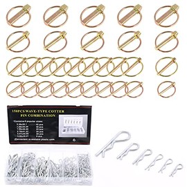 Glarks 30Pcs Heavy Duty Lynch Pin Assortment Kit + 150Pcs Heavy Duty Zinc Plated Hair Pin Cotter Pin Hitch Pin Assortment Kit