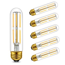 T10 LED Bulbs Daylight White 4000K LED Tubular Edison Light Bulbs 6W Dimmable Tube Vintage Bulbs 60 Watt Equivalent,E26 Base Lamp Bulb for Cabinet Display Cabinet etc,6-Pack.endant Lights,Pack of 6