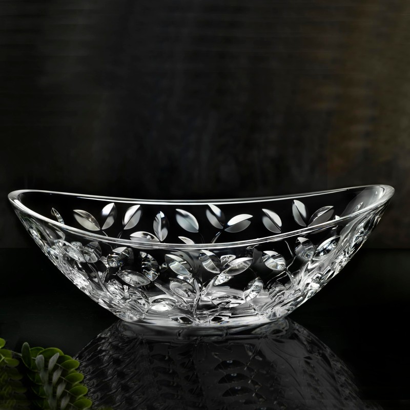 Lorren Home Trends Laurus 13.5" Crystal Oval Bowl