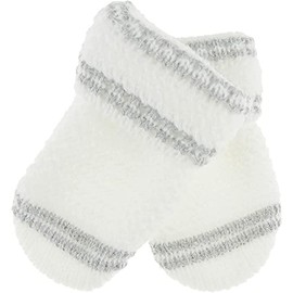 Cute Baby Girls Boys Unisex Toddler Babies Kids Accessories Essentials School Warm Winter Knit Knitted Magic Stay On Mitts Outdoor Shower Christmas Gift Fluffy Mittens Gloves 0 3 6 Months (White Grey)