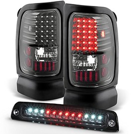 For [Black LED] 1994-2001 Dodge Ram 1500 2500 3500 Tail Lights + 3rd Brake Cargo Lamp Combo