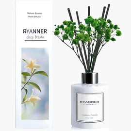 Ryanner Reed Diffuser Set,5.1oz Cashmere Vanilla Scent Diffuser with Sticks Home Fragrance Reed Diffuser with Essential Oil for Bathroom Shelf Decor&Air Freshener,Home Bathroom Office Decor & Gifts