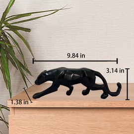 RATUEJIA Leopard Statue ，Maximalist Decor，Animal Statues for Home Decor，Entryway 、Bookshelf Decor，Black Panther Statue(Black)