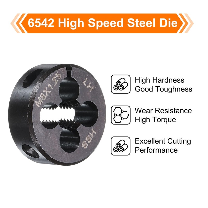 sourcing map Round Threading Die M8 x 1.25 Metric Thread