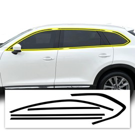 BOGAR TECH DESIGNS Side Window Chrome Delete Sticker Decal Vinyl Film Replacement Compatible with Mazda CX-9 2016-2023, Gloss Black
