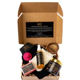 Moroccan Hammam Spa Set: Black Soap with Aker Fassi (Poppy Petal & Pomegranate Peel), Kessa Exfoliating Glove, 75ml Pure Argan Oil, Aker Fassi Brightening Soap Bar, Exfoliating Pouch & Aker Fassi Tint