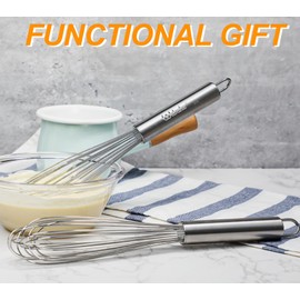 Webake 11" Stainless Steel French Whisk French Whip for Professional or Home, 304 Metal Whisk Set of 2