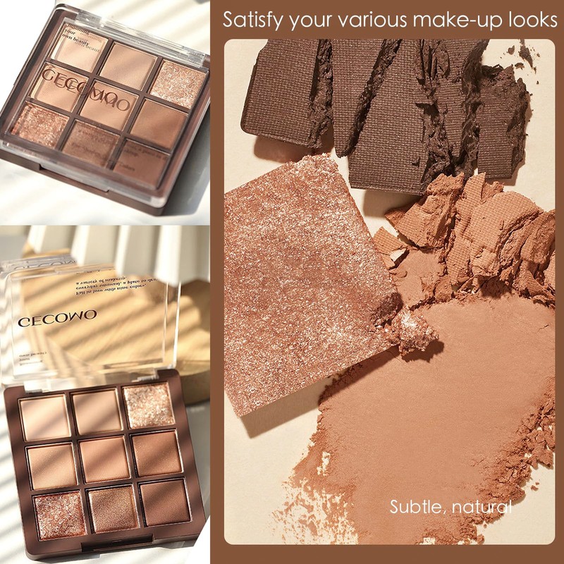 Brown Eyeshadow Palette, Matte Glitter Nude Cream Eye Shadow Palettes