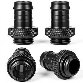 4 Pack G1/4" to 3/8" Barb Fitting for Soft Tube, Water Cooling Hose Barb Fitting Adapter for Soft Tubing PC Water Cooling System Soft Tube Connectors, Black