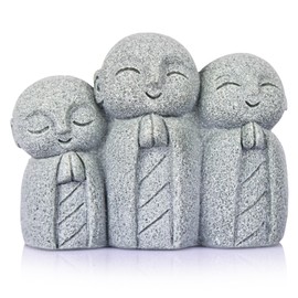 oliruim Buddha Statue Sandstone Jizo Statue, Japanese Buddha Praying Figurines, Mini Buddha Outdoor Garden Feng Shui Decor (Praying)