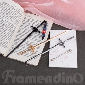 Framendino, 8 Pack Beaded Sword Hair Pins Clips with Bar Rod for DIY 4 Colors