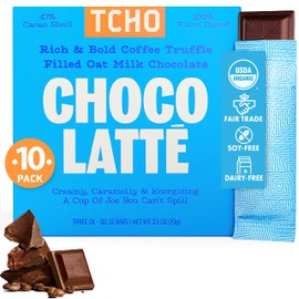 TCHO Choco Latte 47% Oat Milk Chocolate Bars (10 pack) | Plant Based, Organic & Fair Trade, | Non GMO, Non-Dairy, Vegan Chocolate, Soy Free (2.5oz each)